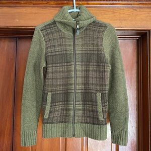 Ralph Lauren Plaid Zip-up Wool Blend Sweater